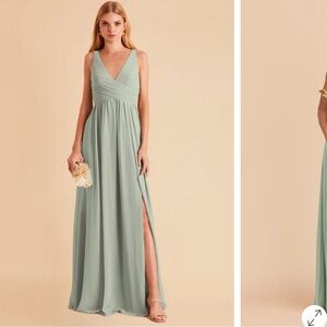 NWT Birdy Grey Laurie Dress Sage Green V-Neck Chiffon Bridesmaid Dress